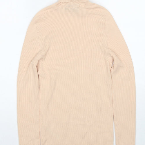 Zara Womens Beige Roll Neck Wool Pullover Jumper Size M - Ribbed