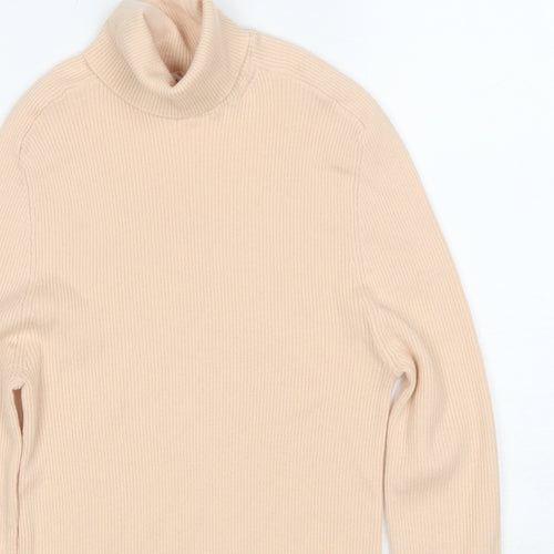 Zara Womens Beige Roll Neck Wool Pullover Jumper Size M - Ribbed