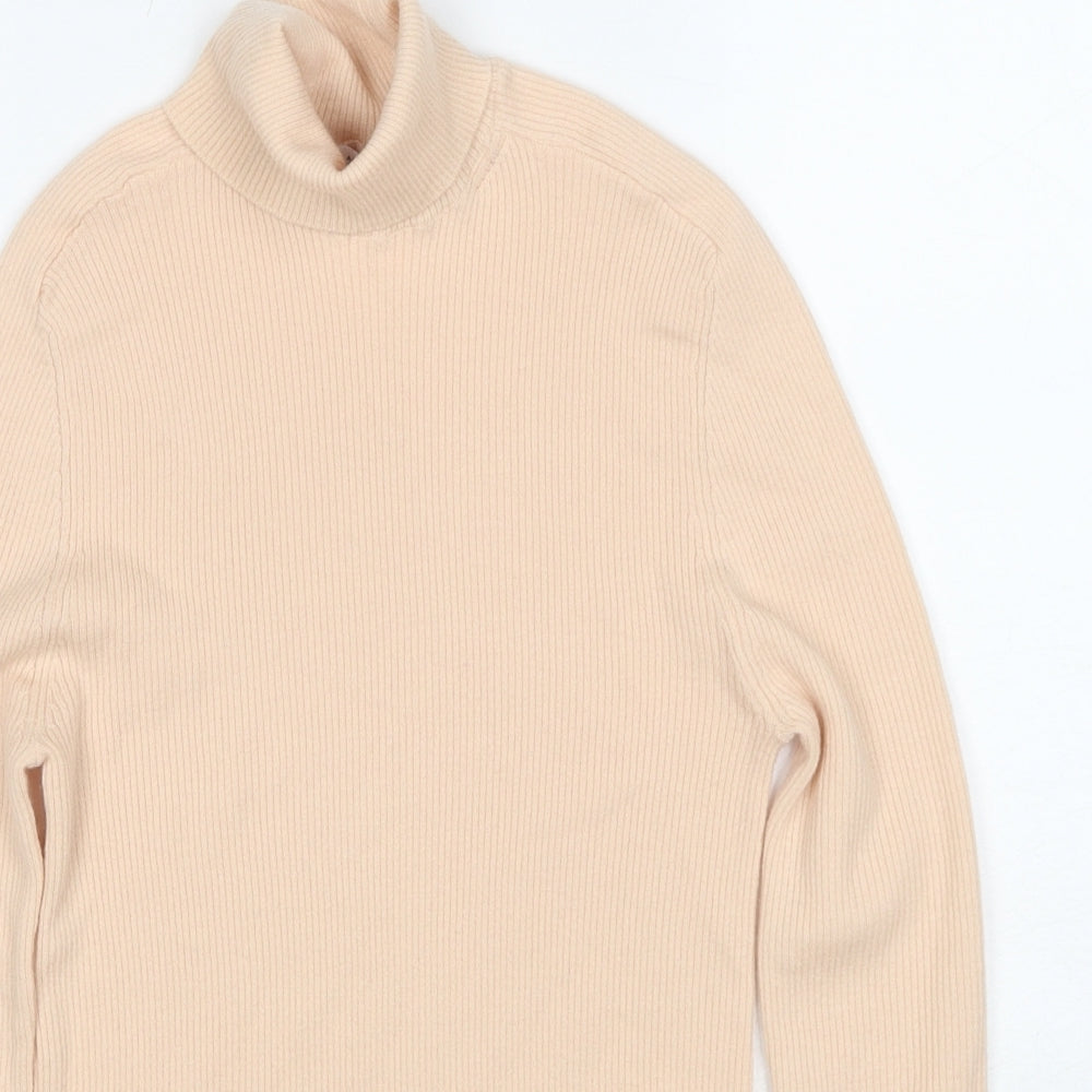 Zara Womens Beige Roll Neck Wool Pullover Jumper Size M - Ribbed