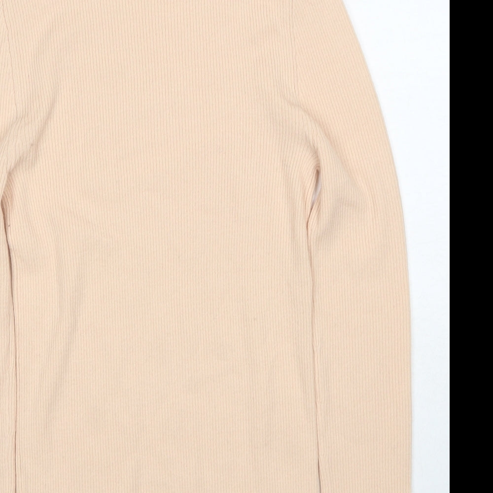 Zara Womens Beige Roll Neck Wool Pullover Jumper Size M - Ribbed