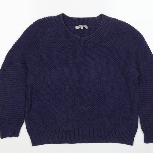 Great Plains London Womens Blue Round Neck Cotton Pullover Jumper Size XS