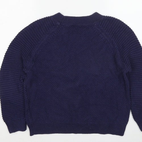 Great Plains London Womens Blue Round Neck Cotton Pullover Jumper Size XS