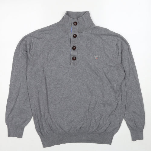 GANT Mens Grey Cotton Henley Sweatshirt Size XL