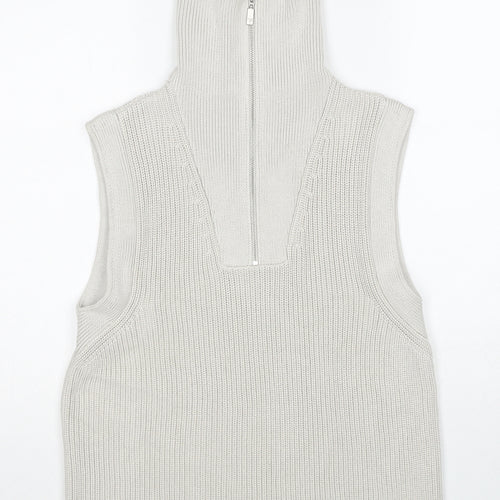 monari Womens Ivory High Neck Cotton Vest Jumper Size 10