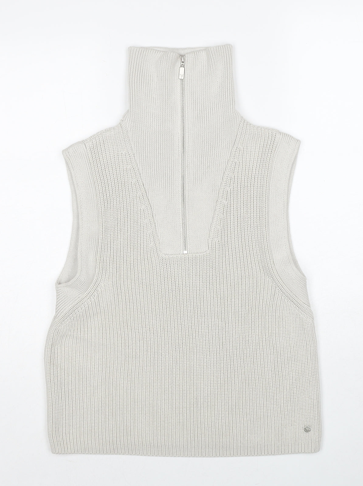 monari Womens Ivory High Neck Cotton Vest Jumper Size 10