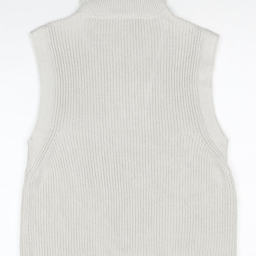 monari Womens Ivory High Neck Cotton Vest Jumper Size 10