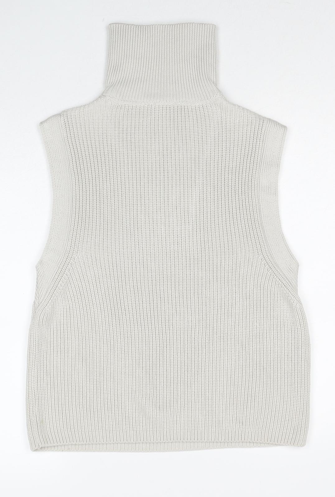 monari Womens Ivory High Neck Cotton Vest Jumper Size 10