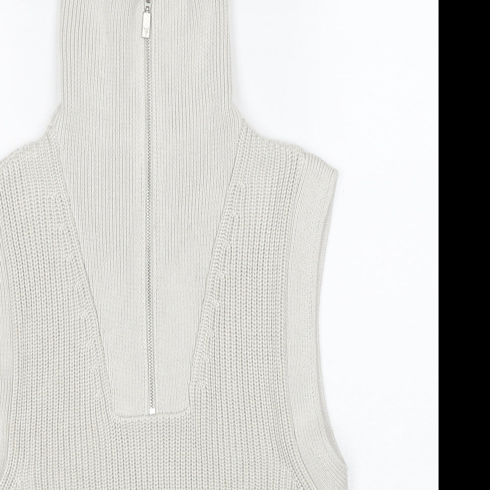 monari Womens Ivory High Neck Cotton Vest Jumper Size 10