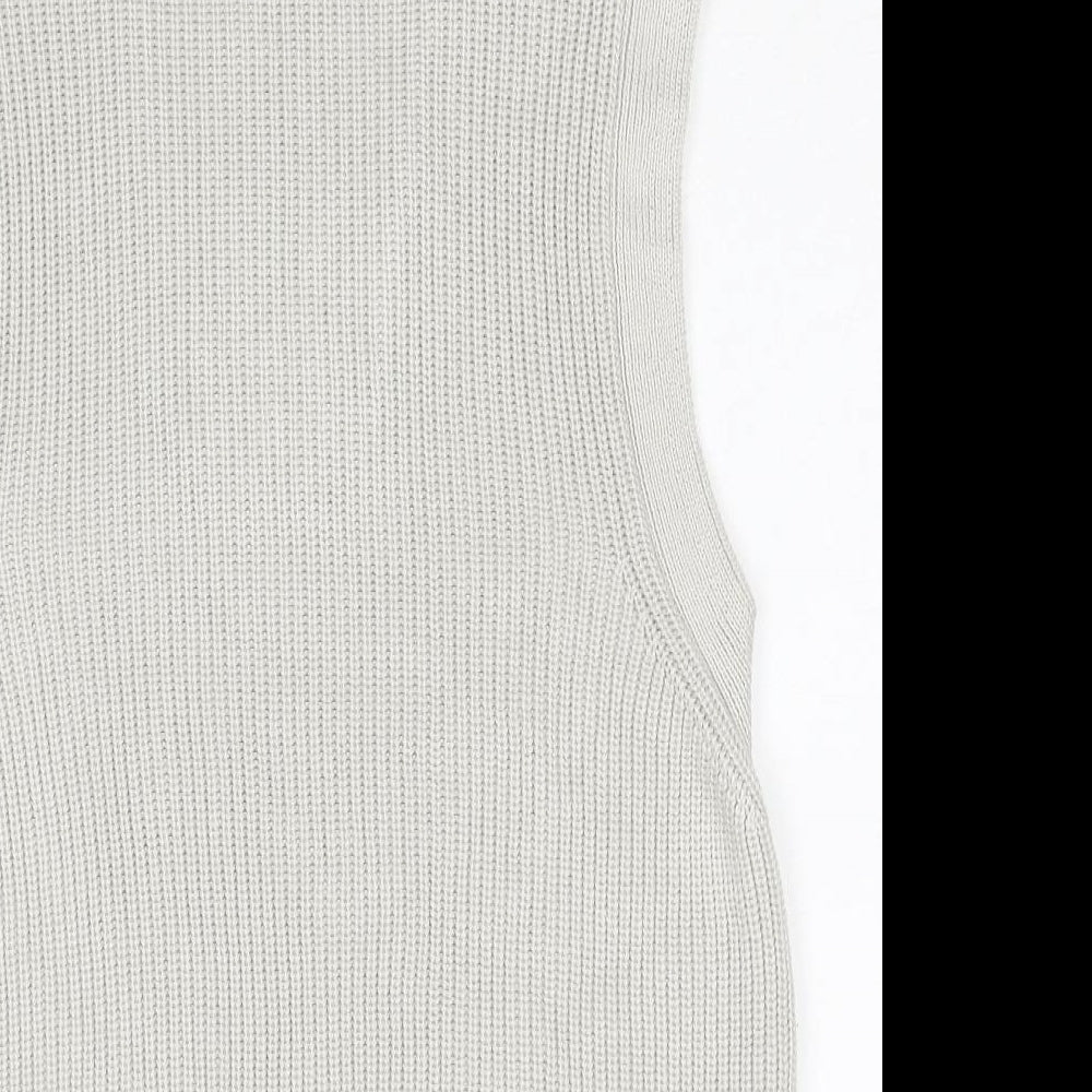 monari Womens Ivory High Neck Cotton Vest Jumper Size 10