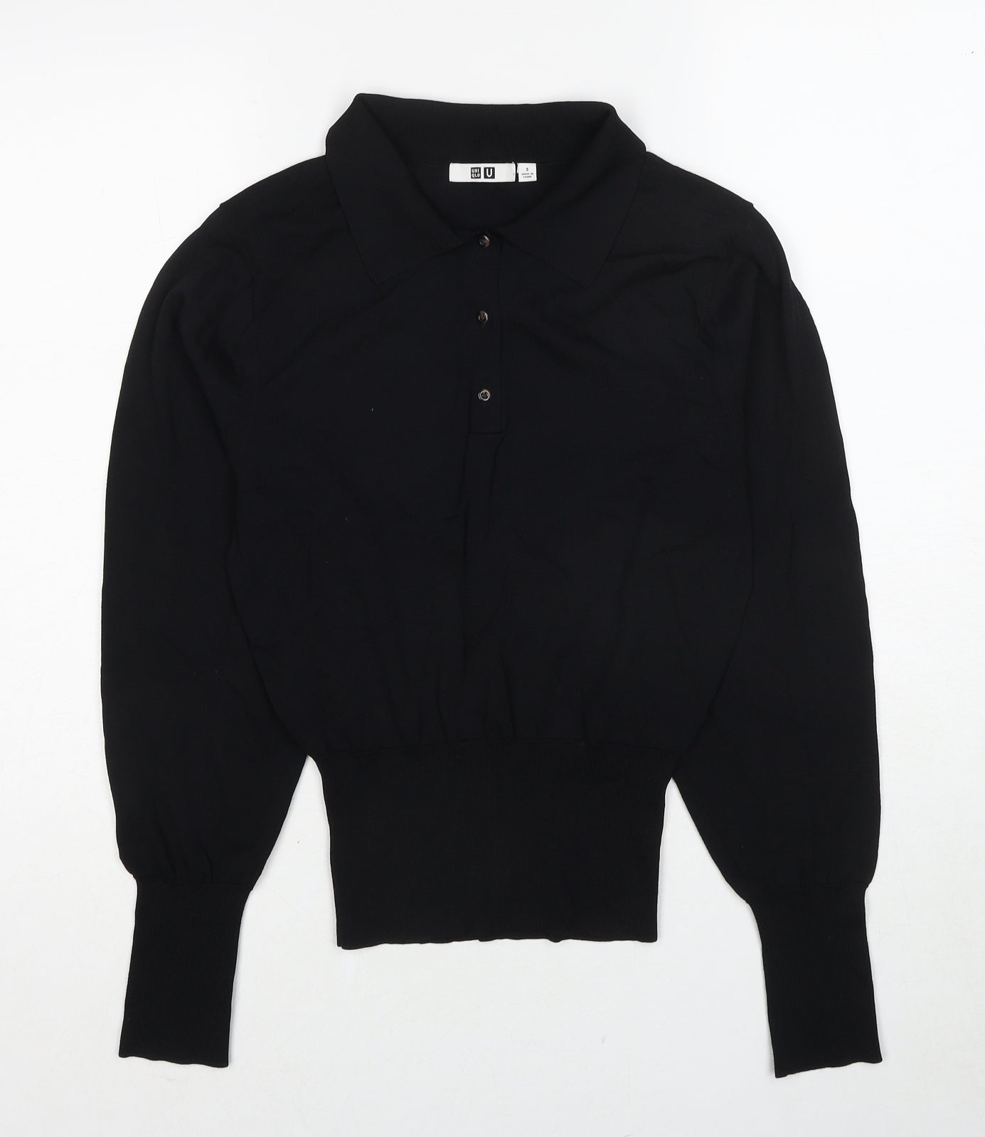 Uniqlo Womens Black Collared Viscose Pullover Jumper Size S