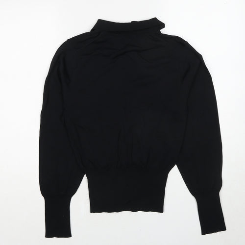 Uniqlo Womens Black Collared Viscose Pullover Jumper Size S