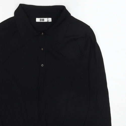 Uniqlo Womens Black Collared Viscose Pullover Jumper Size S