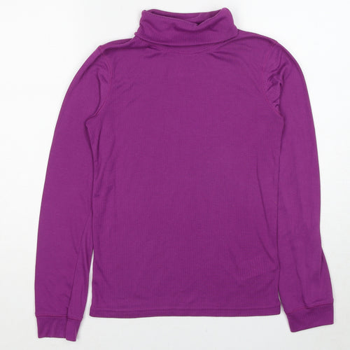 Mountain Warehouse Girls Purple Polyester Basic T-Shirt Size 13 Years Roll Neck Pullover