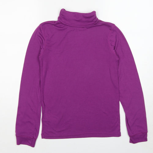 Mountain Warehouse Girls Purple Polyester Basic T-Shirt Size 13 Years Roll Neck Pullover