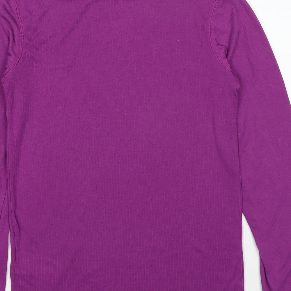 Mountain Warehouse Girls Purple Polyester Basic T-Shirt Size 13 Years Roll Neck Pullover