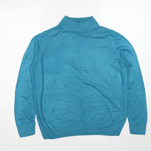 Marks and Spencer Womens Blue High Neck Acrylic Pullover Jumper Size 16
