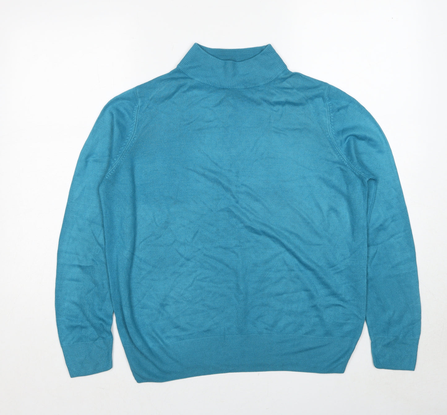 Marks and Spencer Womens Blue High Neck Acrylic Pullover Jumper Size 16