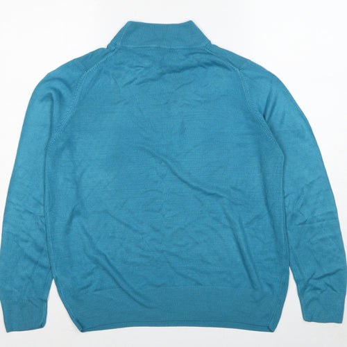 Marks and Spencer Womens Blue High Neck Acrylic Pullover Jumper Size 16