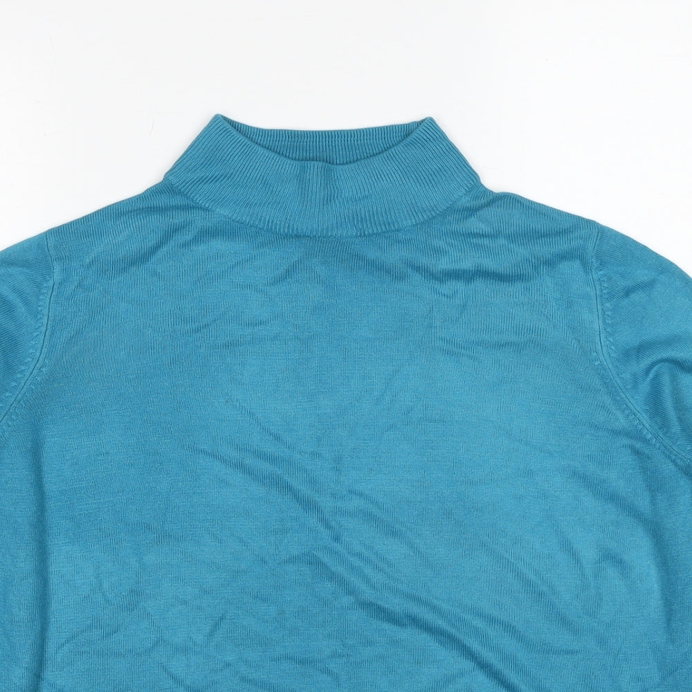 Marks and Spencer Womens Blue High Neck Acrylic Pullover Jumper Size 16