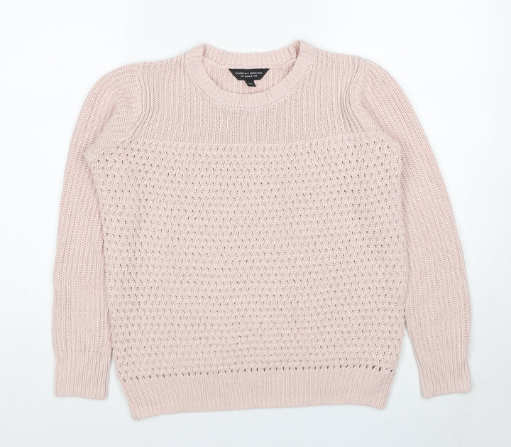Dorothy Perkins Womens Pink Round Neck Acrylic Pullover Jumper Size 8