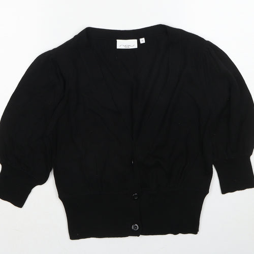 New Look Womens Black V-Neck Cotton Cardigan Jumper Size 14