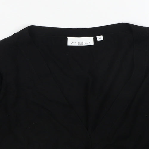 New Look Womens Black V-Neck Cotton Cardigan Jumper Size 14