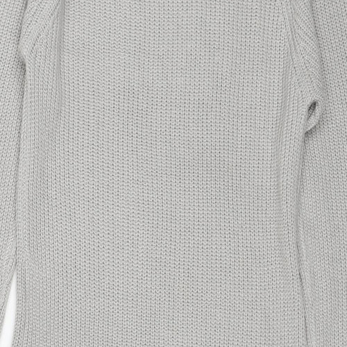 PRETTYLITTLETHING Womens Grey Acrylic Jumper Dress Size XS Roll Neck Pullover