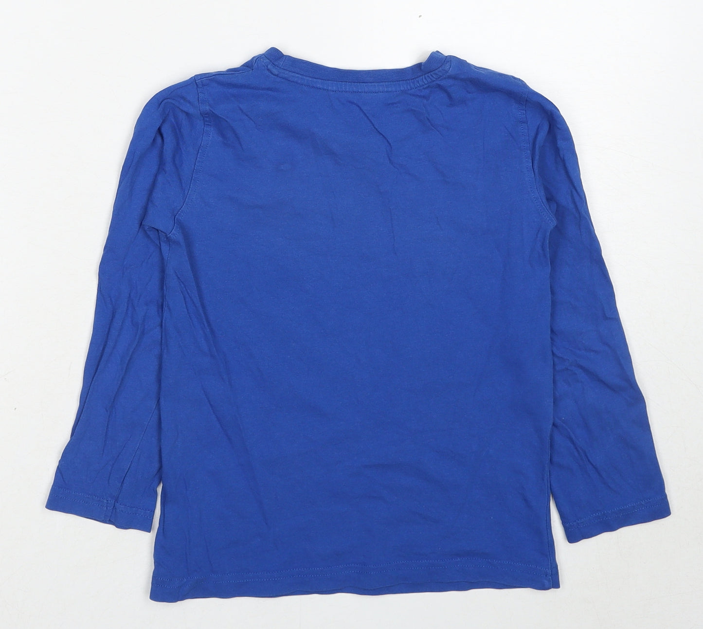 Mothercare Boys Blue Cotton Basic T-Shirt Size 5-6 Years Round Neck Pullover - Future Generation