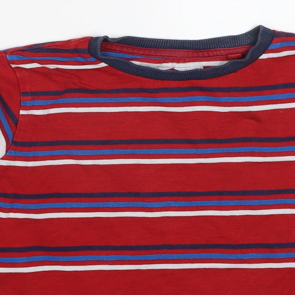 NEXT Boys Red Striped Cotton Basic T-Shirt Size 4-5 Years Round Neck Pullover