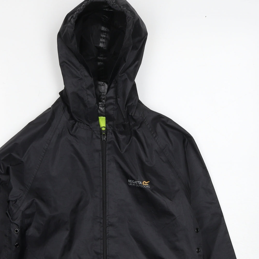 Regatta Girls Black Windbreaker Jacket Size 11-12 Years Zip