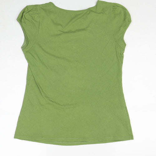 Laura Ashley Womens Green Cotton Basic T-Shirt Size 14 Round Neck