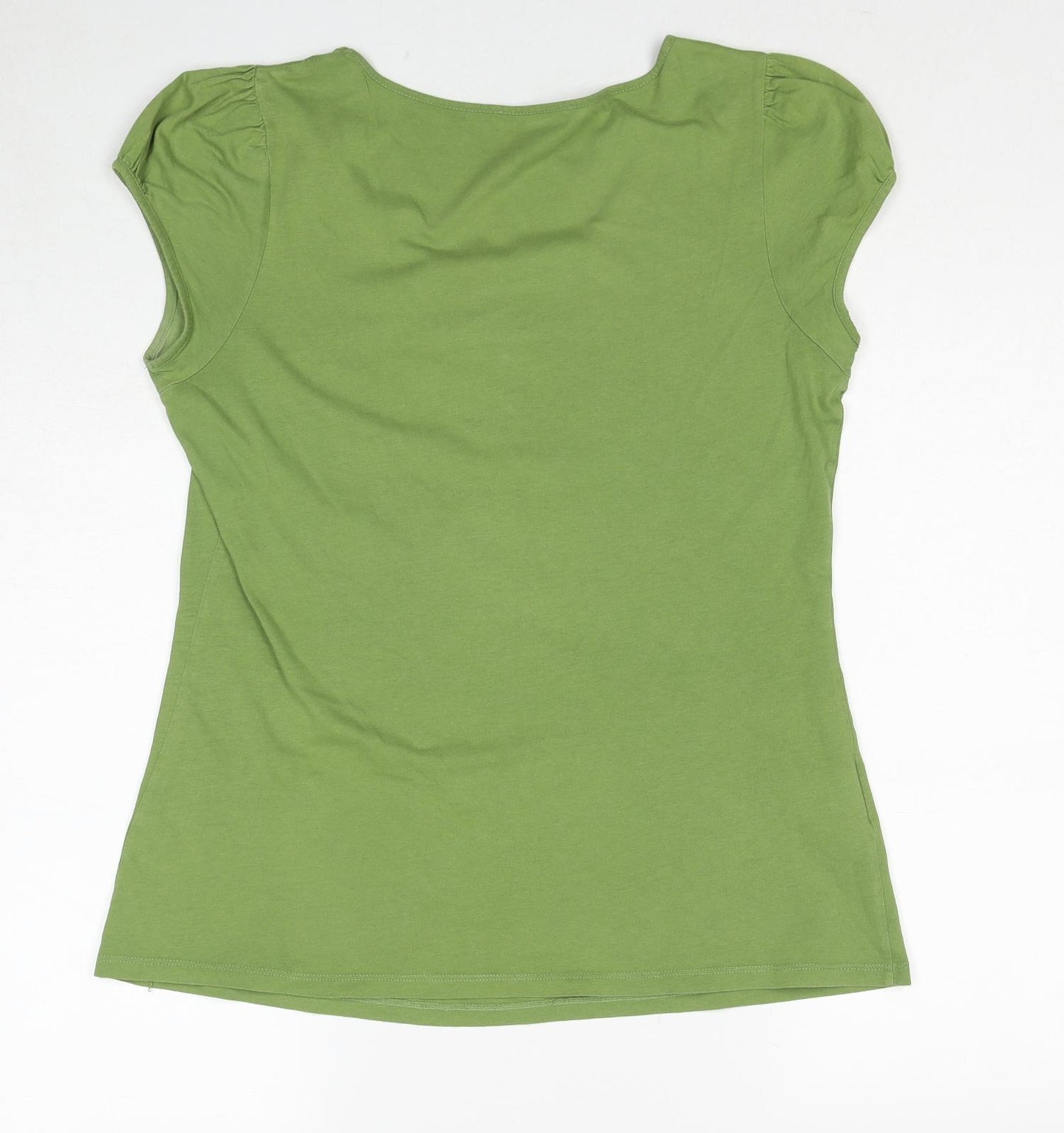 Laura Ashley Womens Green Cotton Basic T-Shirt Size 14 Round Neck