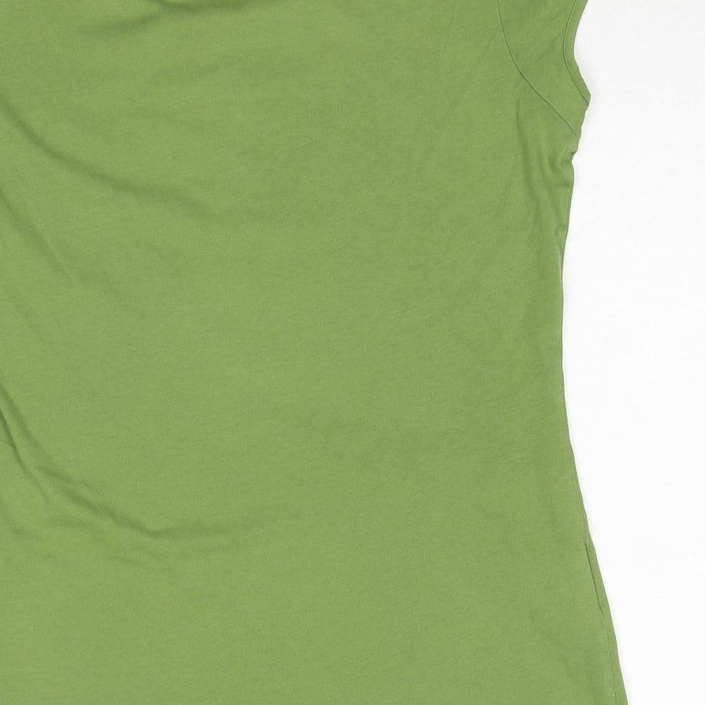 Laura Ashley Womens Green Cotton Basic T-Shirt Size 14 Round Neck