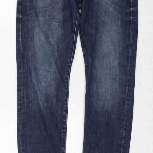 Wrangler Mens Blue Cotton Straight Jeans Size 29 in L30 in Regular Zip