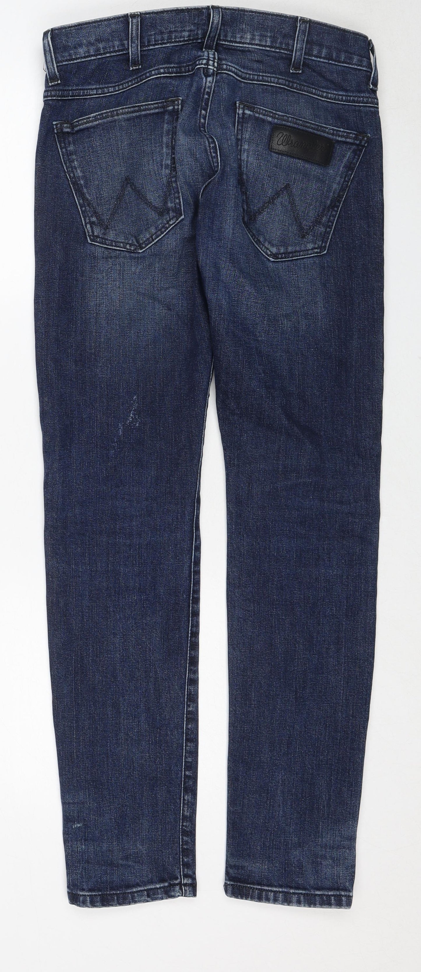Wrangler Mens Blue Cotton Straight Jeans Size 29 in L30 in Regular Zip