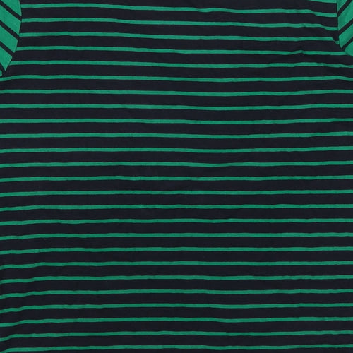 Marks and Spencer Womens Green Striped Cotton Basic T-Shirt Size 20 Round Neck
