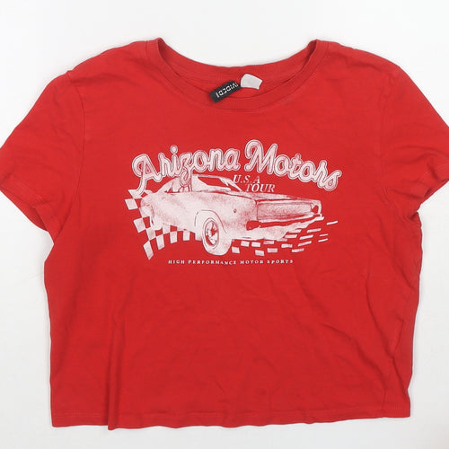 H&M Womens Red Cotton Basic T-Shirt Size L Round Neck - Arizona Motors