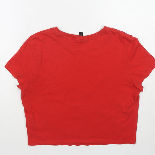 H&M Womens Red Cotton Basic T-Shirt Size L Round Neck - Arizona Motors