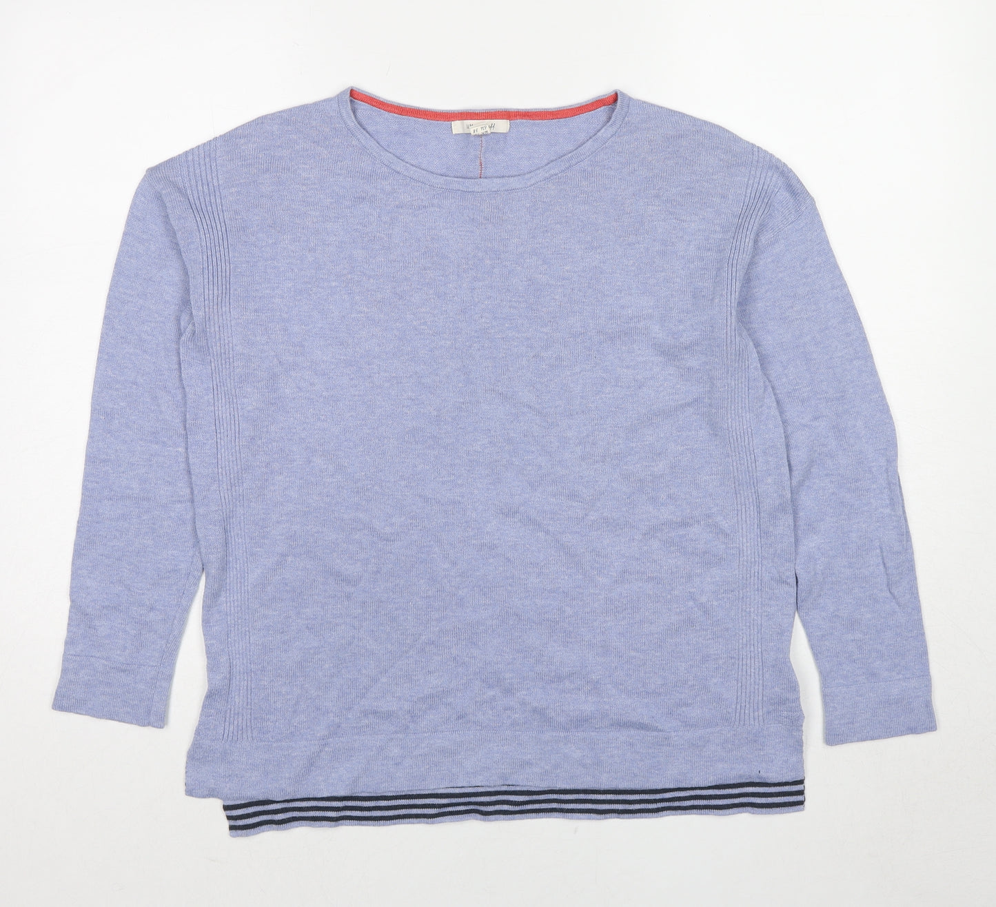 White Stuff Womens Blue Round Neck Cotton Pullover Jumper Size 10