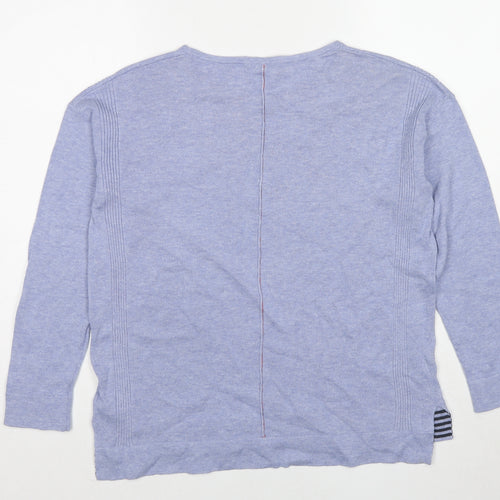 White Stuff Womens Blue Round Neck Cotton Pullover Jumper Size 10