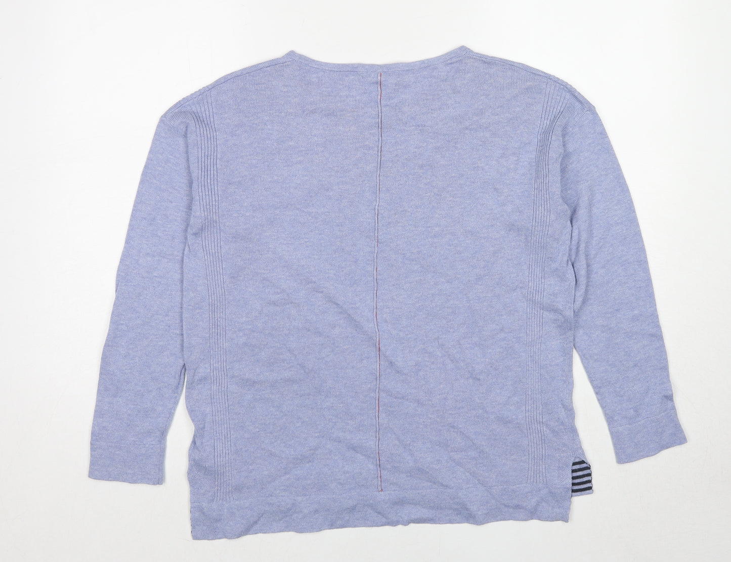 White Stuff Womens Blue Round Neck Cotton Pullover Jumper Size 10