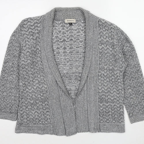 BASSINI Womens Grey V-Neck Polyester Cardigan Jumper Size XL