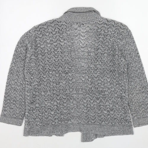 BASSINI Womens Grey V-Neck Polyester Cardigan Jumper Size XL