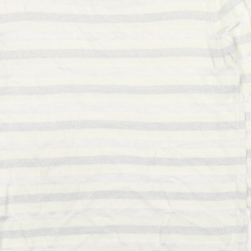 Reiss Womens Ivory Round Neck Striped Cotton Pullover Jumper Size S