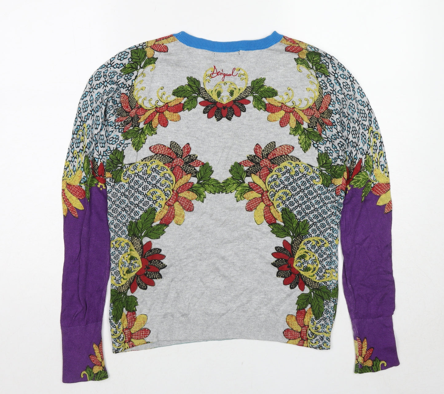 Designual Womens Multicoloured Round Neck Geometric Polyester Pullover Jumper Size M