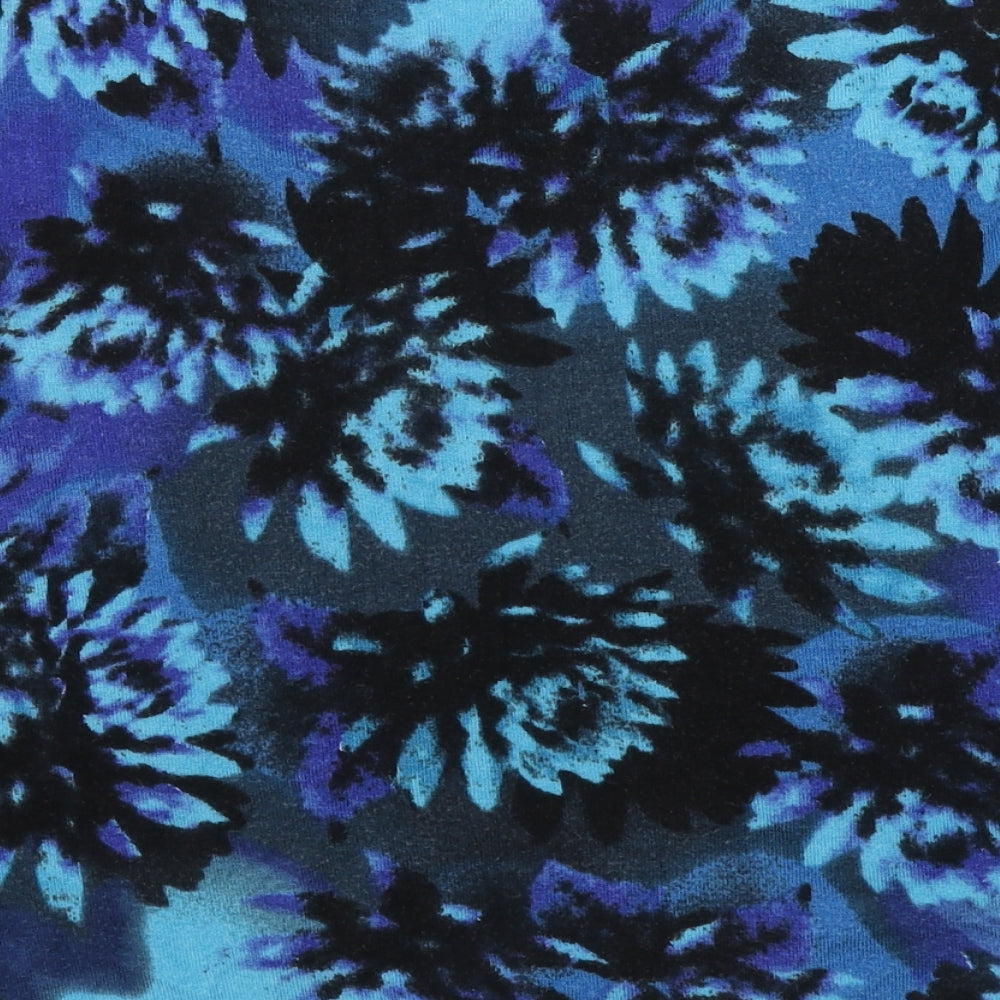 Precis Womens Blue Round Neck Floral Viscose Pullover Jumper Size M