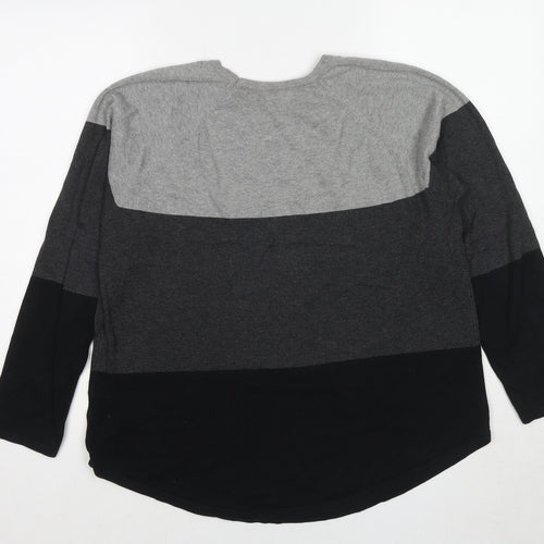 Jeanne Pierre Womens Multicoloured Round Neck Cotton Pullover Jumper Size L - Colourblock