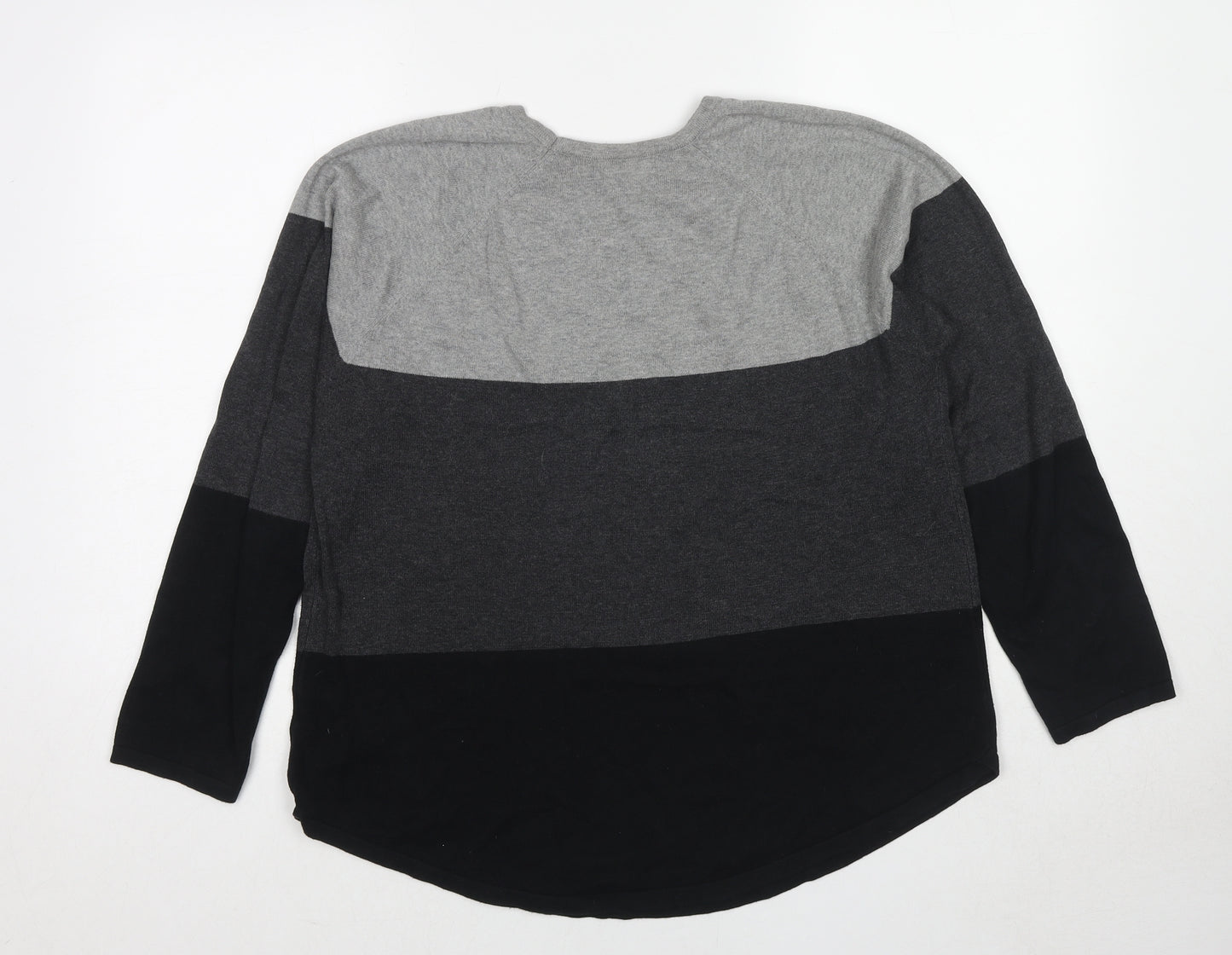 Jeanne Pierre Womens Multicoloured Round Neck Cotton Pullover Jumper Size L - Colourblock
