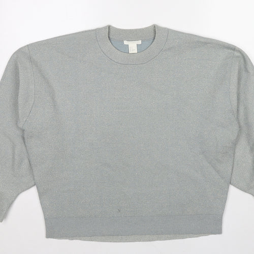 H&M Womens Grey Round Neck Viscose Pullover Jumper Size S