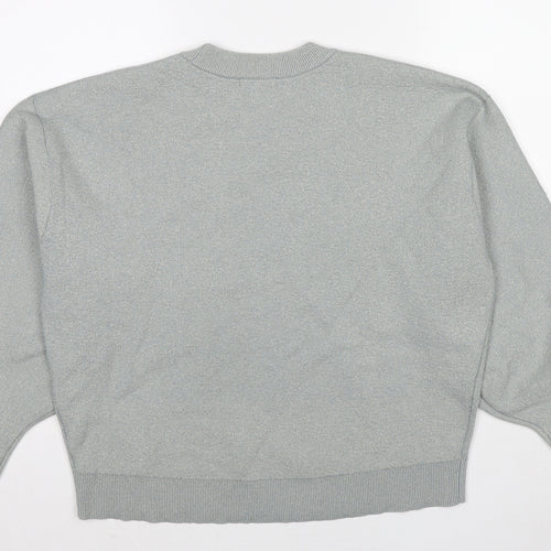 H&M Womens Grey Round Neck Viscose Pullover Jumper Size S